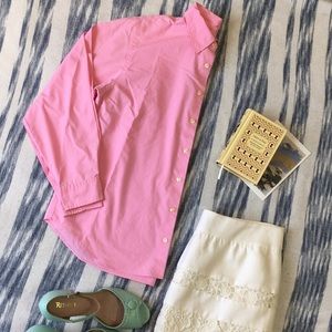 Lands End Pink Button Down Blouse
